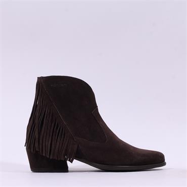 Wonders Fei Fringe Cowboy Ankle Boot - Brown Suede